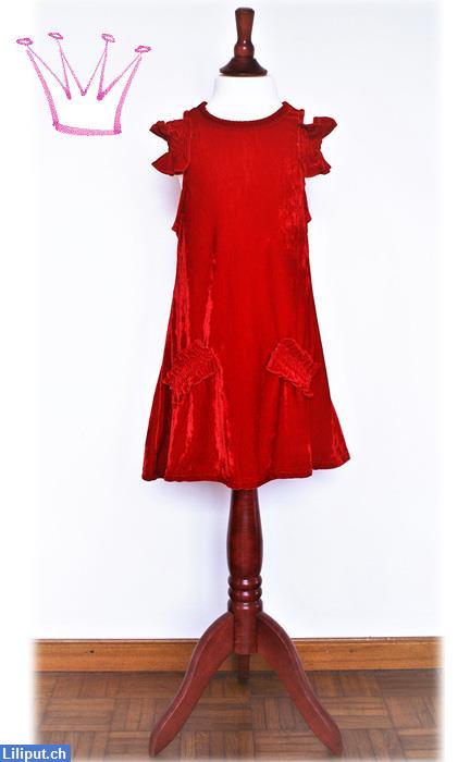 Bild 2: Rotes Panne-Samt Kleid für Prinzessinnen, Mädchen, Geschenke