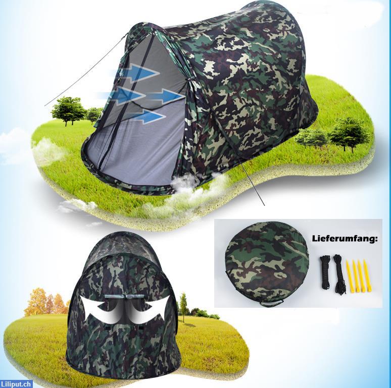 Bild 3: Militär Camouflage Style Wurfzelt, PopUp Zelt Camping Openair Festival