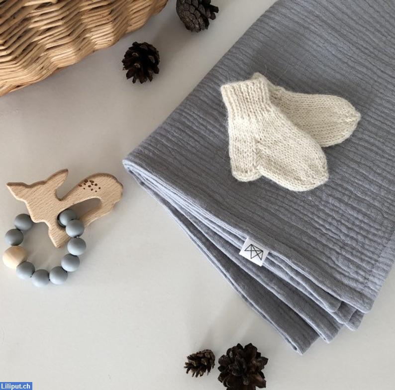 Bild 1: Musselin Swaddle Baby Doppeldecke handmade, 100% Baumwolle