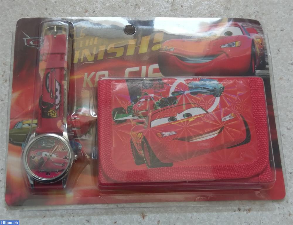 Bild 1: Walt Disney Pixar Cars, Lightning Mc Queen Uhr & Geldsack