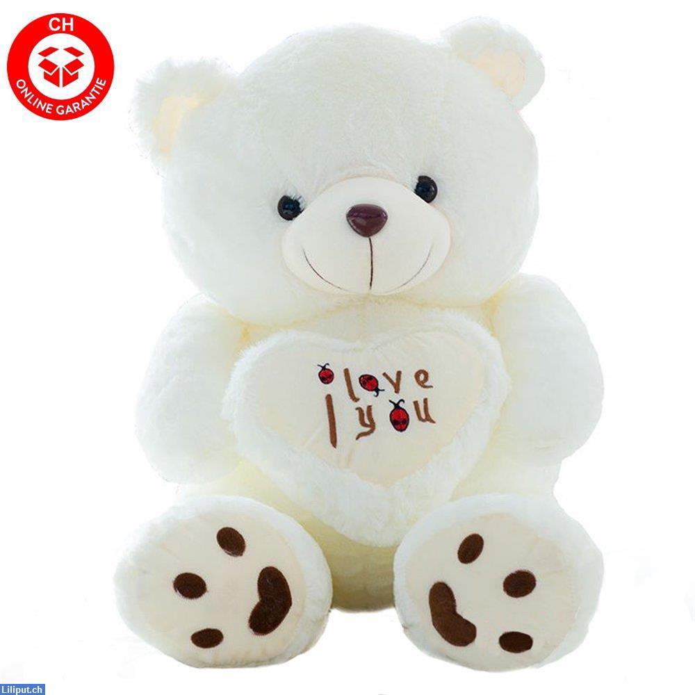 Bild 1: Plüsch Teddybär Plüschbär mit Herz I love You Ich liebe dich Geschenk