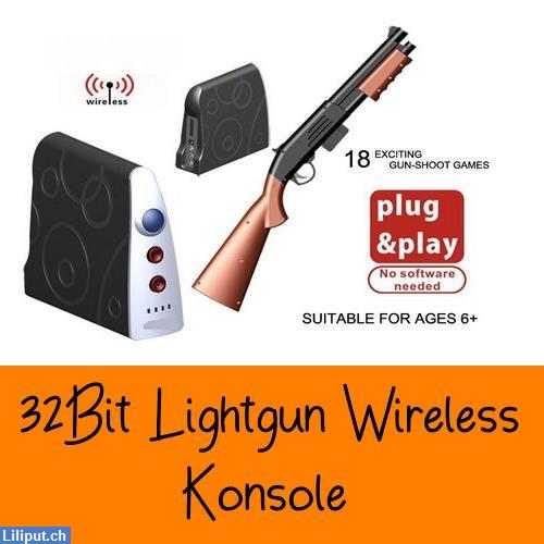 Bild 1: Familien TV-Spielkonsole 32Bit, Lightgun Wireless, Gewehr mit 18 Spielen