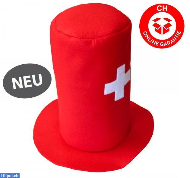 Bild 1: Swiss Fan Zylinder mit Schweizer Kreuz Filz Hut Kappe Fanartikel