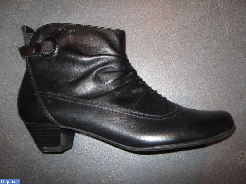 Bild 1: NEUE Leder Stiefeltte, schwarz mit Gummisohle, Grösse 38,