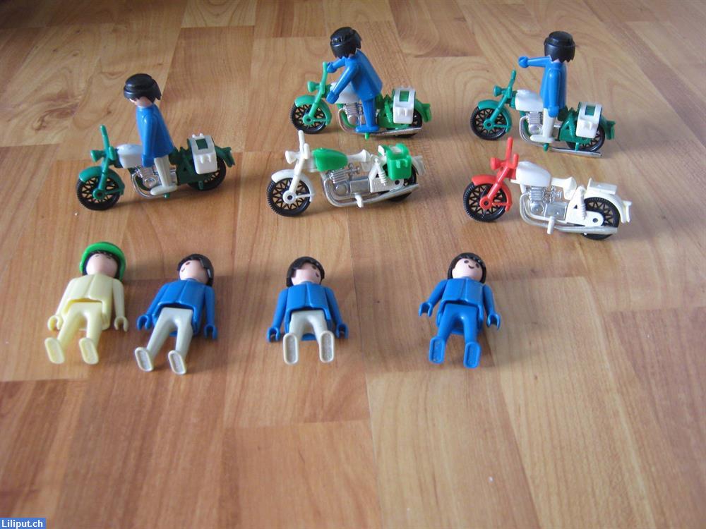 Bild 1: Playmobil Töffgruppe bestehend aus 5 Motorräder und 7 Personen