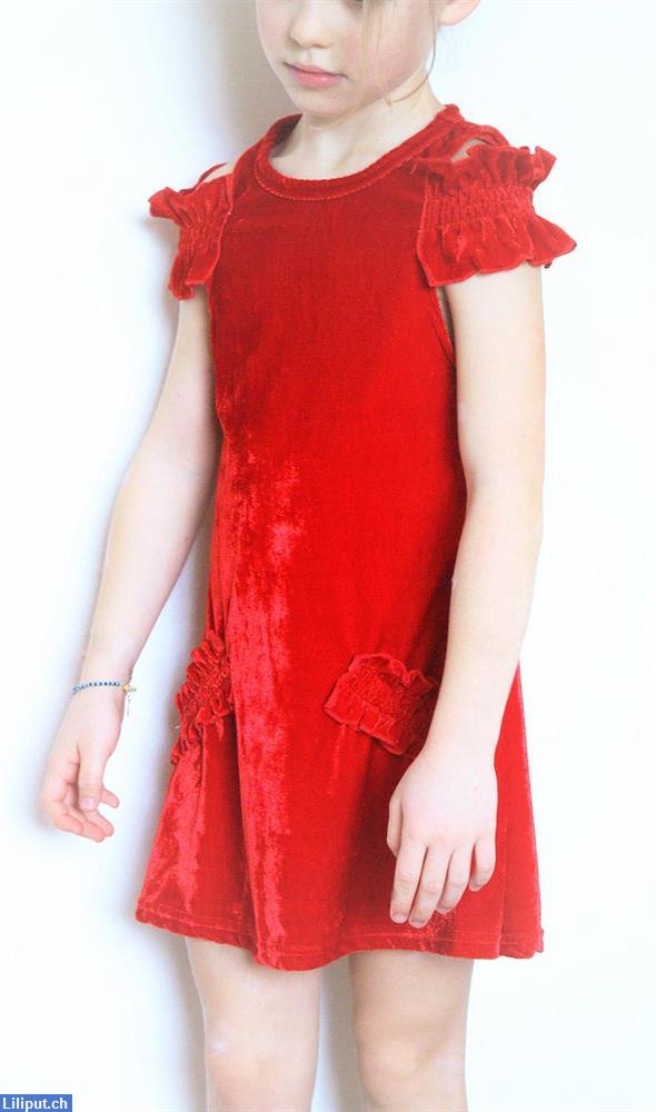 Bild 3: Rotes Panne-Samt Kleid für Prinzessinnen, Mädchen, Geschenke