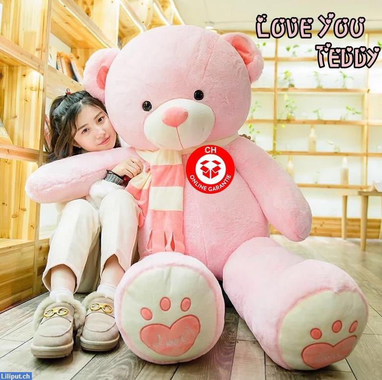 Bild 1: Love You Teddybär, Plüschbär, XXL Plüschtier, ideales Geschenk für Mädchen