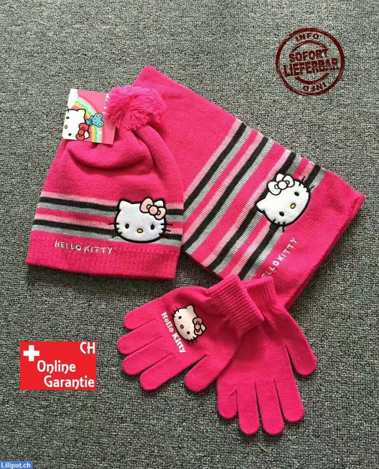 Bild 1: Hello Kitty 3er Winter Set mit Mütze, Handschuhe und Schal für Mädchen