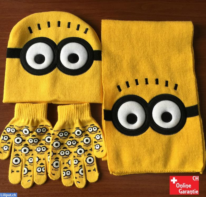 Bild 1: Minions Winter Mütze, Handschuhe und Schal, Einheitsgrösse für Kinder