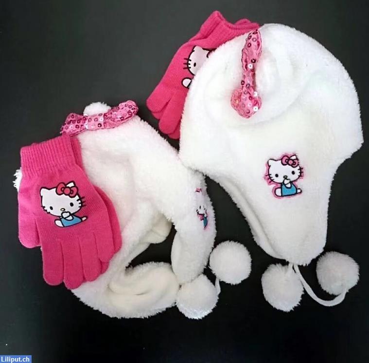 Bild 2: Hello Kitty Fan Set mit Mütze und Handschuhen, Einheitsgrösse für Mädchen