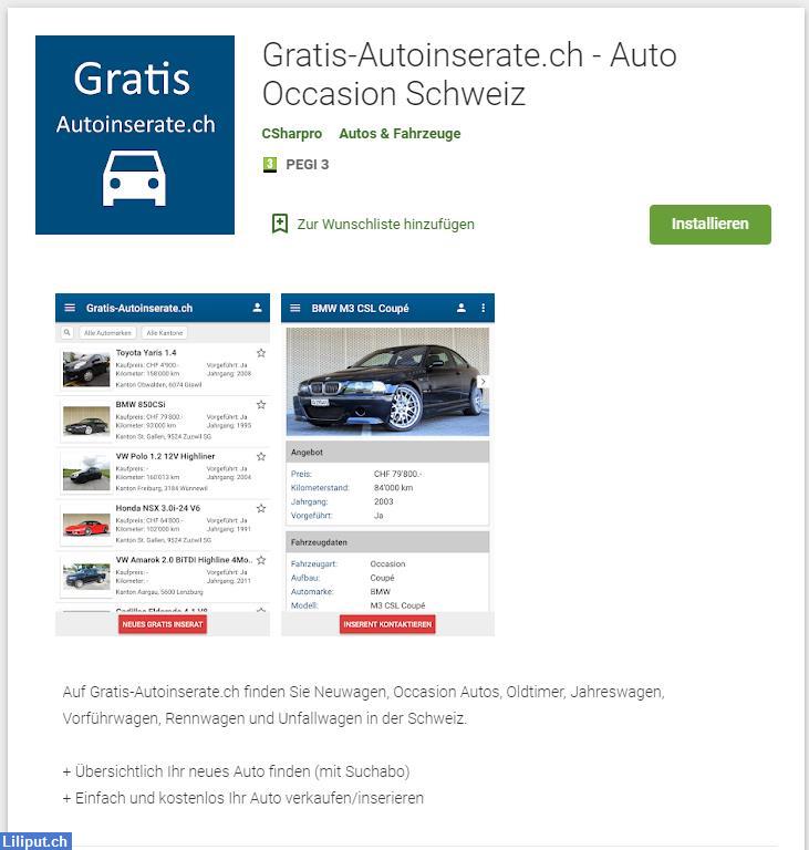 Bild 1: Gratis Autoinserate mit Auto Occasionen Schweiz, NEU mit APP