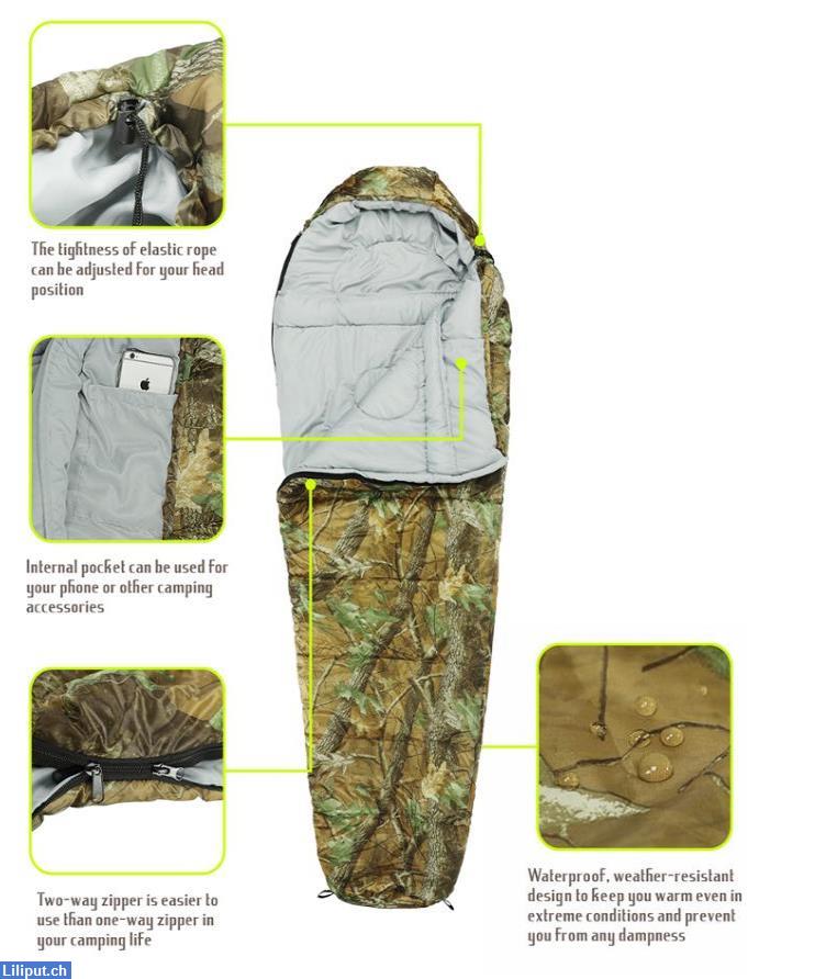 Bild 4: Militär Schlafsack Camouflage Mumienschlafsack Schlafmatte Camping Festival