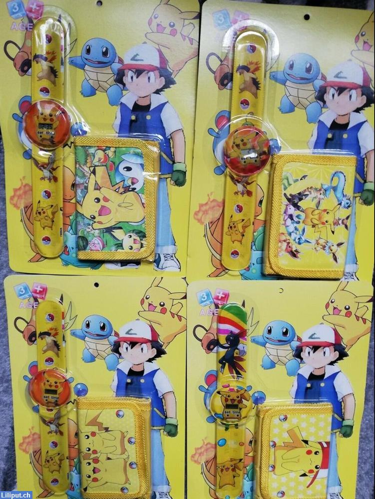 Bild 1: Pokémon Fan Kinder Armbanduhr und Pikachu Geldbörse Accessoire