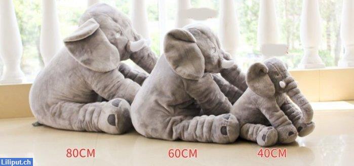 Bild 3: Elefanten Plüschtier Elefantenkissen Plüsch Kissen XXL 80cm Baby Kind