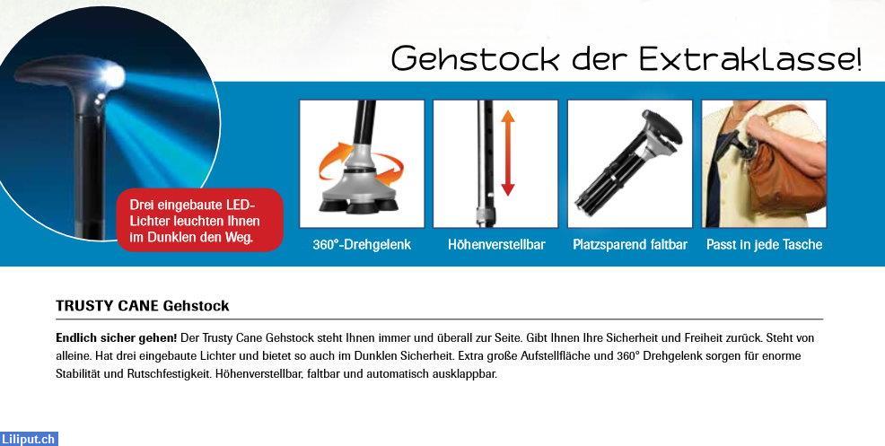 Bild 2: Trusty Cane Gehstock mit LED Licht, faltbar, 360°-Drehgelenk Rentner Senior