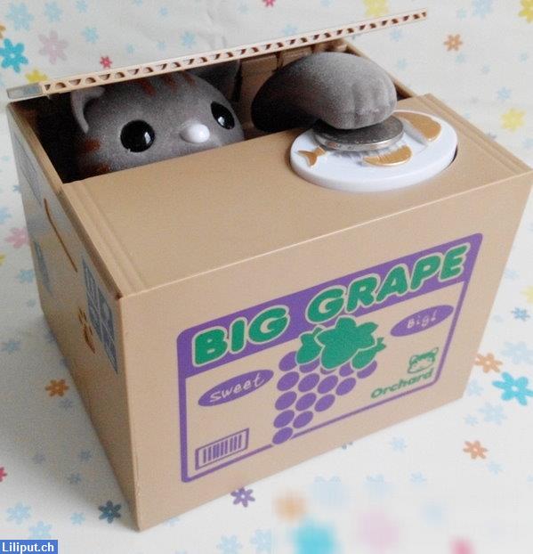 Bild 1: Katzen Sparkäsli, die elektronische Trickspardose Geschenkidee