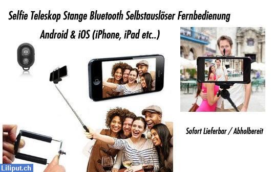 Bild 2: Selfie Teleskopstange iPhone, Samsung Android mit Fernbedienung