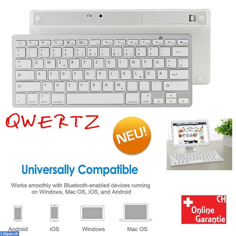 Bild 1: Deutschsprachige Bluetooth Tastatur, Tablet Keyboard PC, iPad, iOS
