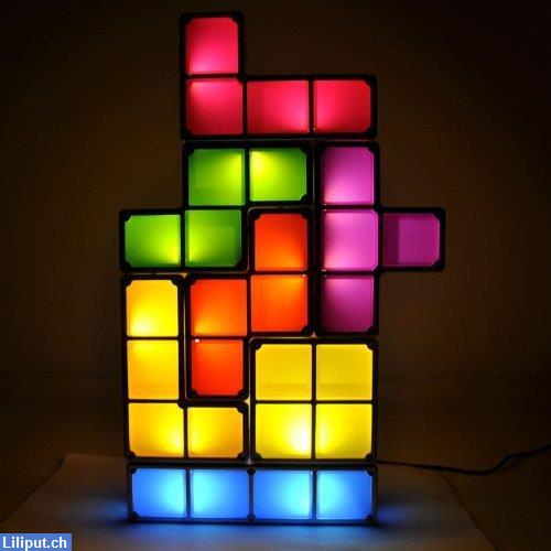 Bild 1: Tetris LED Lampe, Bausteine Tischlampe stapelbar im Tetris Design