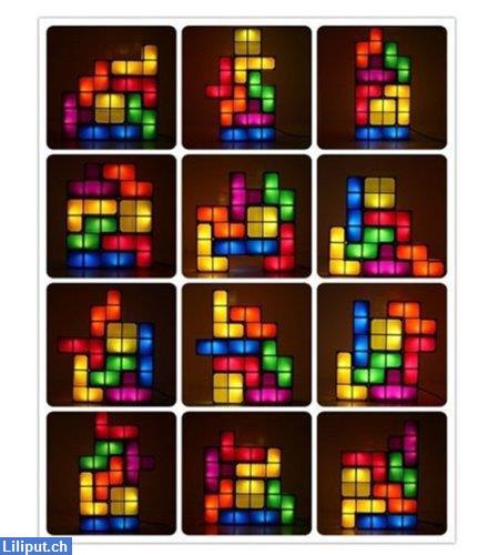 Bild 3: Tetris LED Lampe, Bausteine Tischlampe stapelbar im Tetris Design