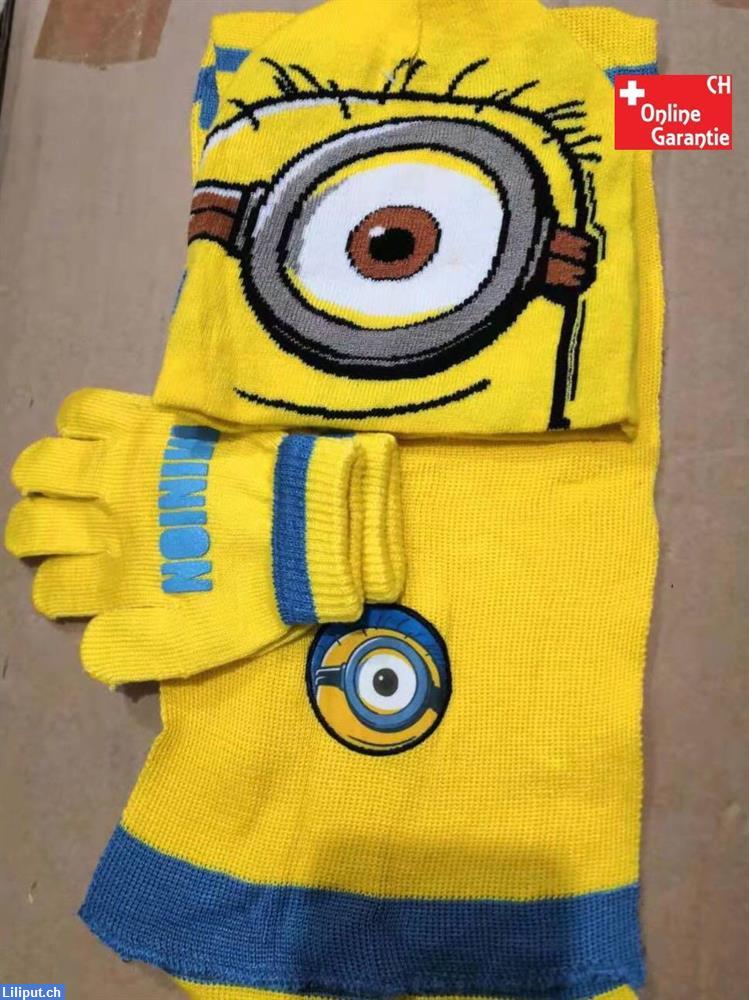 Bild 1: 3tlg Minion Set mit Mütze, Schal, Handschuhe | Fanartikel für Kinder