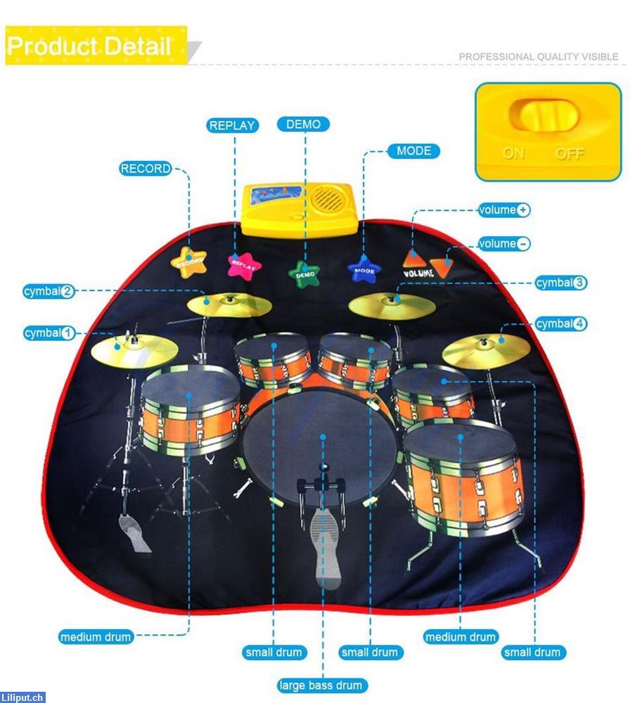 Bild 3: Musikdecke Spielzeug Babymatte, Kinder Musik Jazz, Drum, Trommel