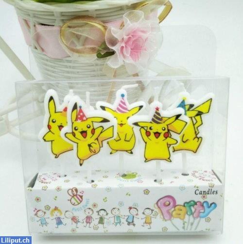 Bild 1: Pokémon Pikachu Kerzen Set 5tlg. für Geburtstagskuchen, Cake