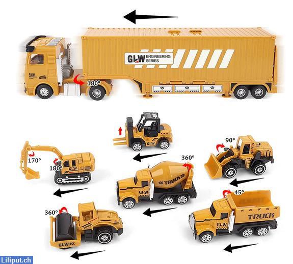 Bild 2: Kinderspielzeug Set mit Baufahrzeuge, Betonmischer, Bagger, Kran