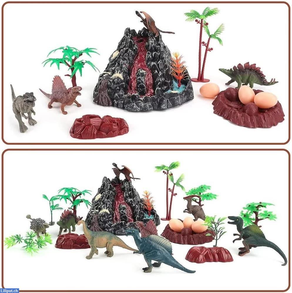 Bild 2: Dinosaurier Figuren Dino 30 tlg. Kinder Spielset mit Vulkan, Ei & Licht