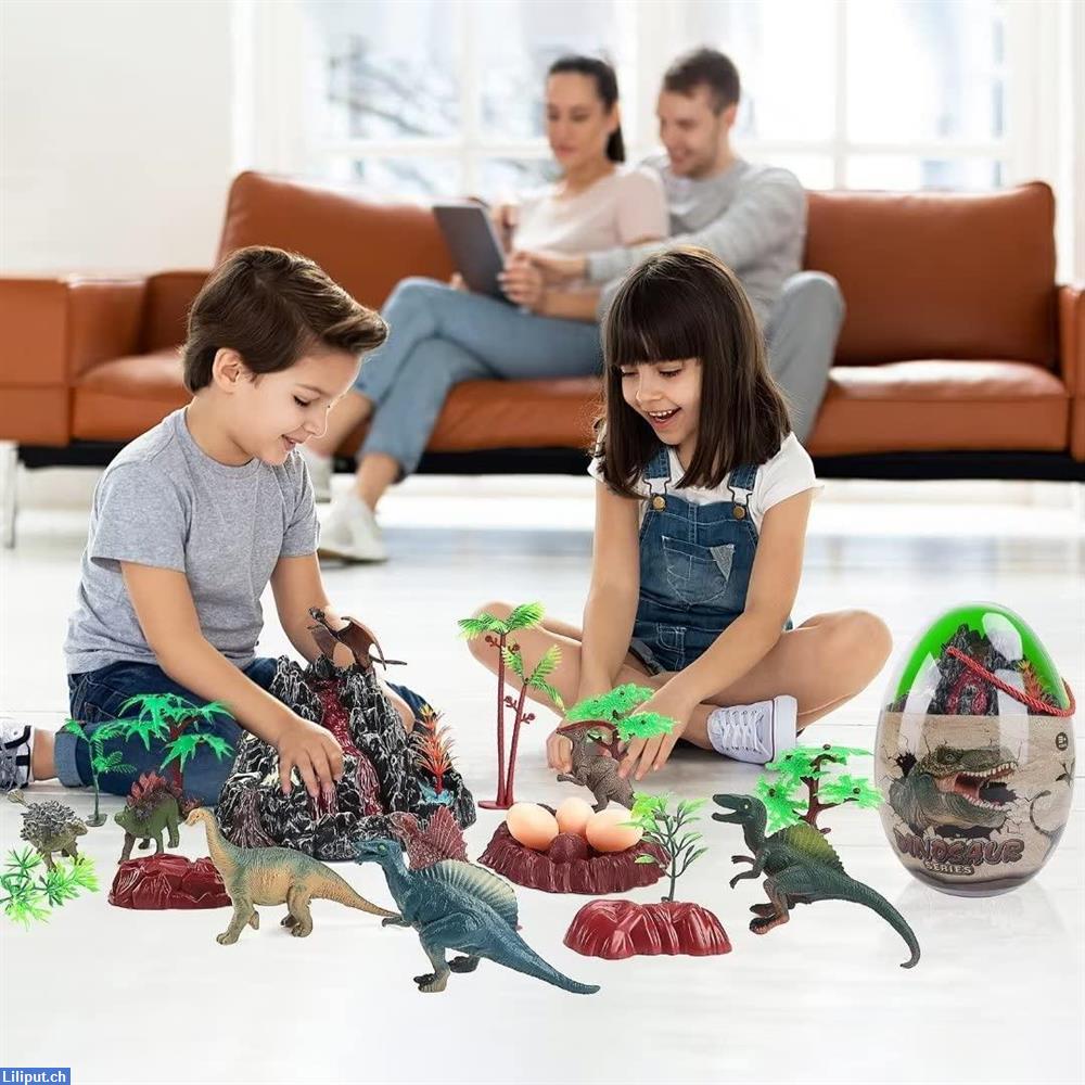 Bild 3: Dinosaurier Figuren Dino 30 tlg. Kinder Spielset mit Vulkan, Ei & Licht