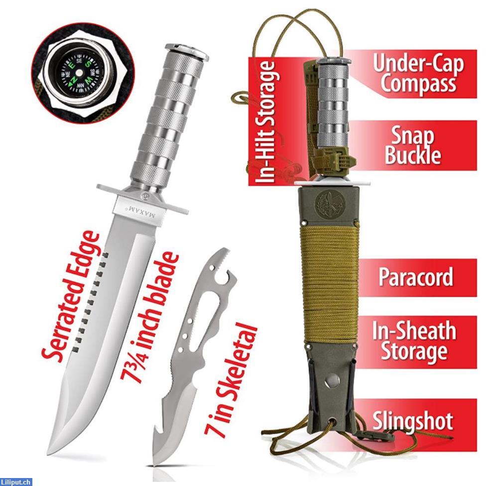 Bild 2: Maxam Messer 12tlg Rambo Überlebensmesser Kompass Survival Set