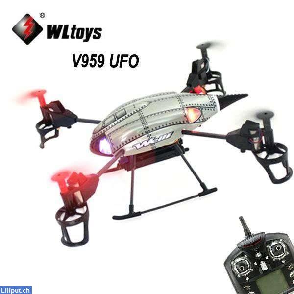 Bild 1: WLtoys Quadrocopter V959 UFO, 4 Kanal 2.4GHz Drohne, SpyCam