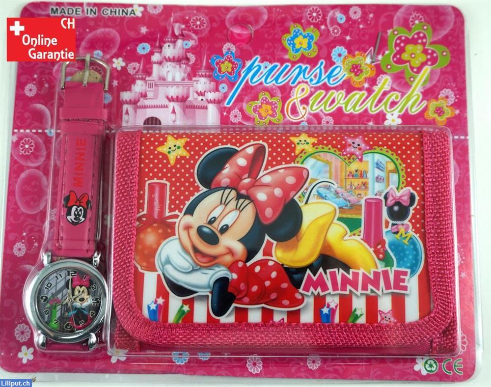 Bild 1: Minnie Mouse Uhr & Minnie Maus Geldbörse, Mädchen Geschenk