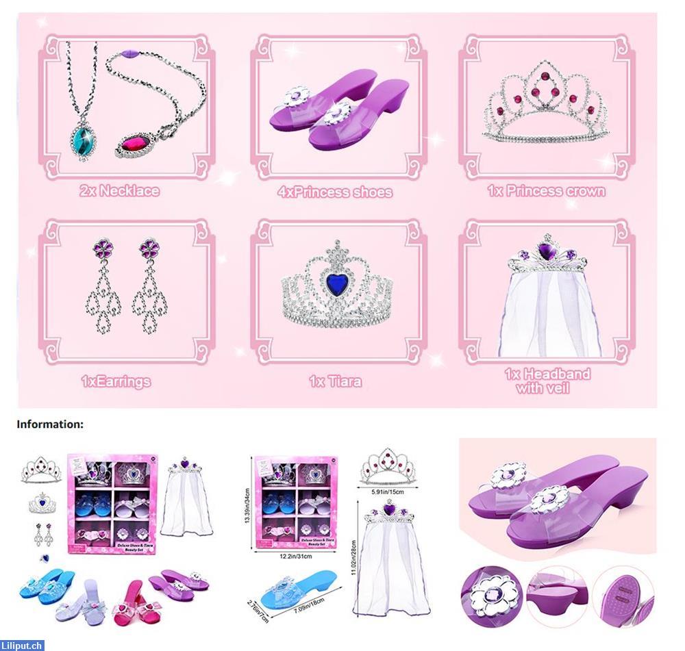 Bild 2: Prinzessinnen Spielset, Schuh Tiara, Beauty Spielzeug für Mädchen