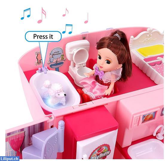 Bild 2: Tragbares 2-in-1 Puppenhaus Spielset, Mädchen Handtasche