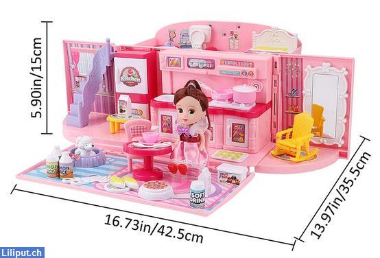 Bild 4: Tragbares 2-in-1 Puppenhaus Spielset, Mädchen Handtasche