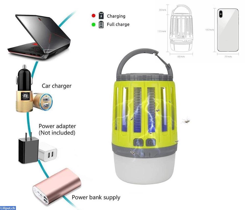 Bild 4: Moskito Killer, Mückenschutz, Camping UV Lampe, USB Beleuchtung