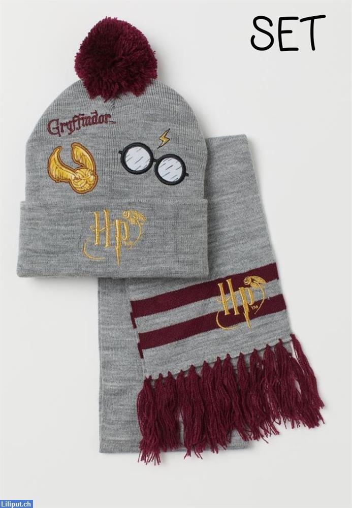 Bild 1: Harry Potter Mütze und Schal mit Motiv Gryffindor Strickset