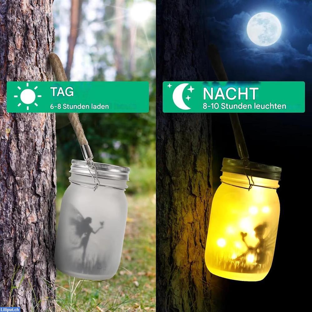 Bild 2: Elfenlicht Feenlicht Gartenlicht Elfe im Einmachglas mit Solarpanel