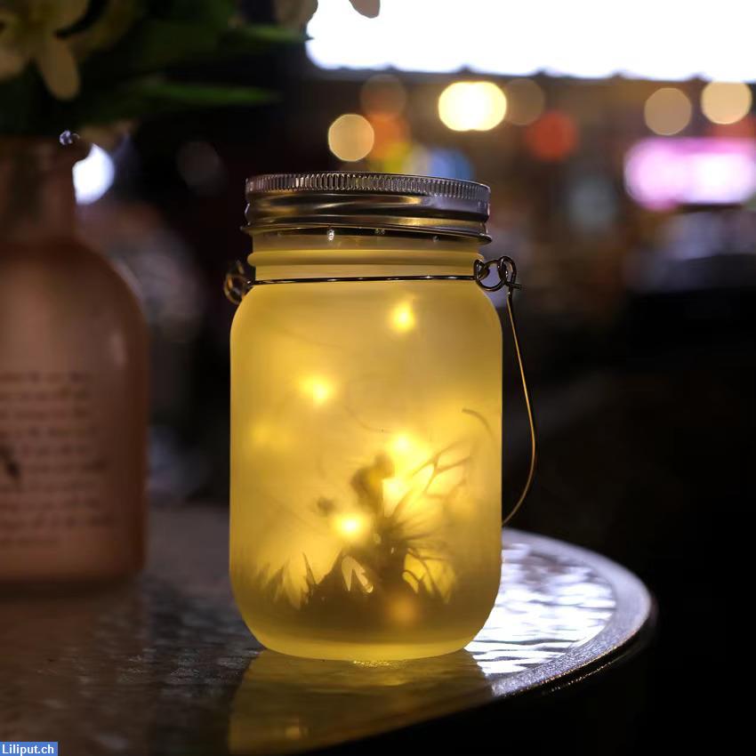 Bild 3: Elfenlicht Feenlicht Gartenlicht Elfe im Einmachglas mit Solarpanel