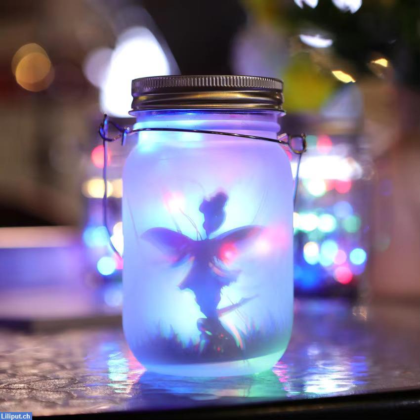 Bild 5: Elfenlicht Feenlicht Gartenlicht Elfe im Einmachglas mit Solarpanel