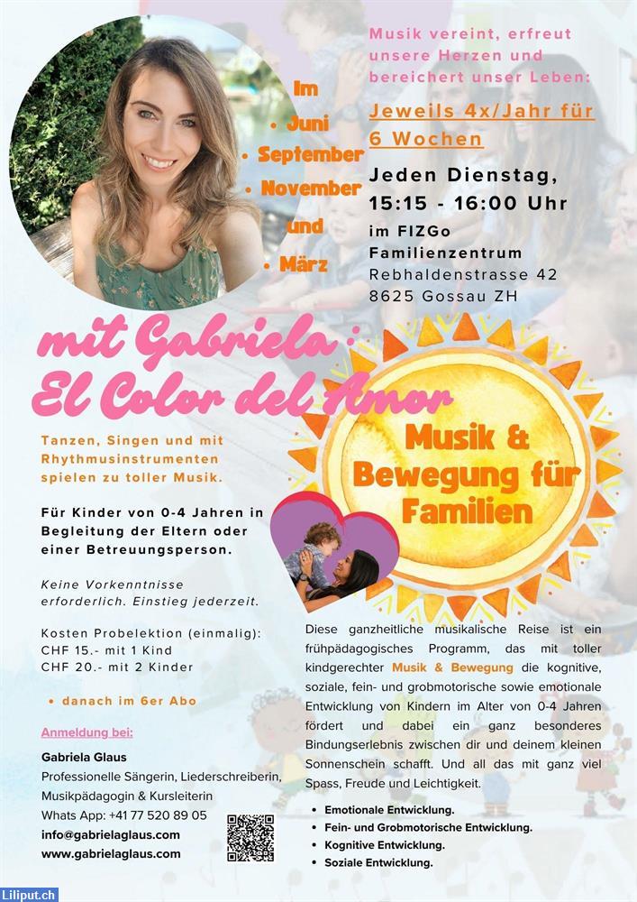Bild 1: ElKi Musik & Bewegung mit Gabriela im FIZGo Familienzentrum Gossau