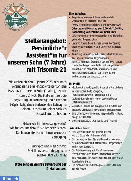 Bild 1: Persönliche Schulassistenz für unseren Sohn (7 Jahre) mit Trisomie 21