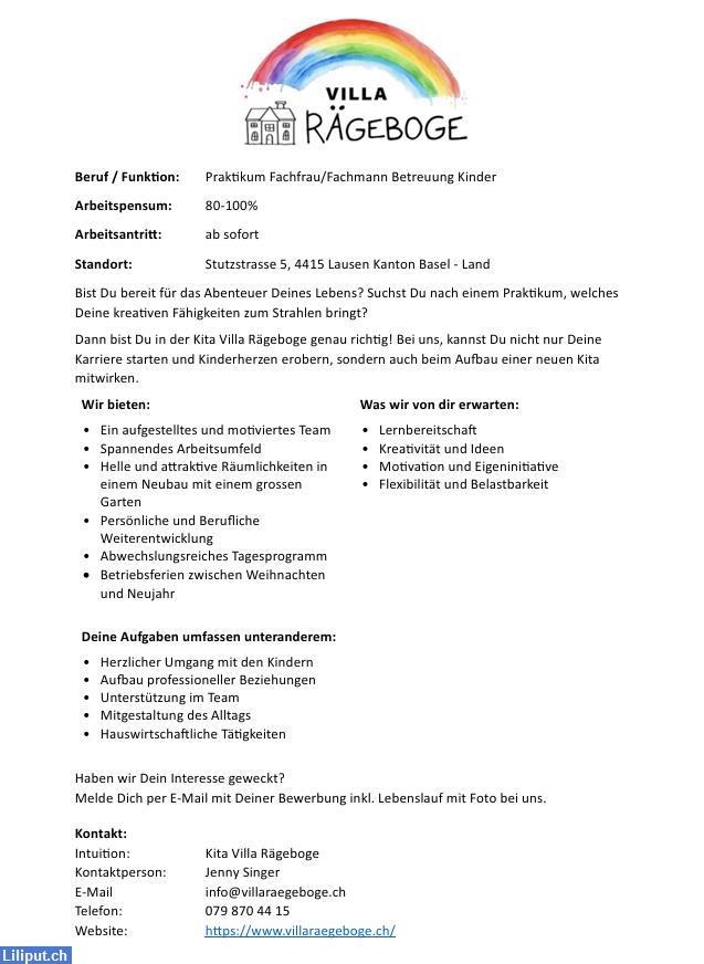 Bild 2: Bieten Praktikum Fachfrau/Fachmann Betreuung Kinder 50-70%