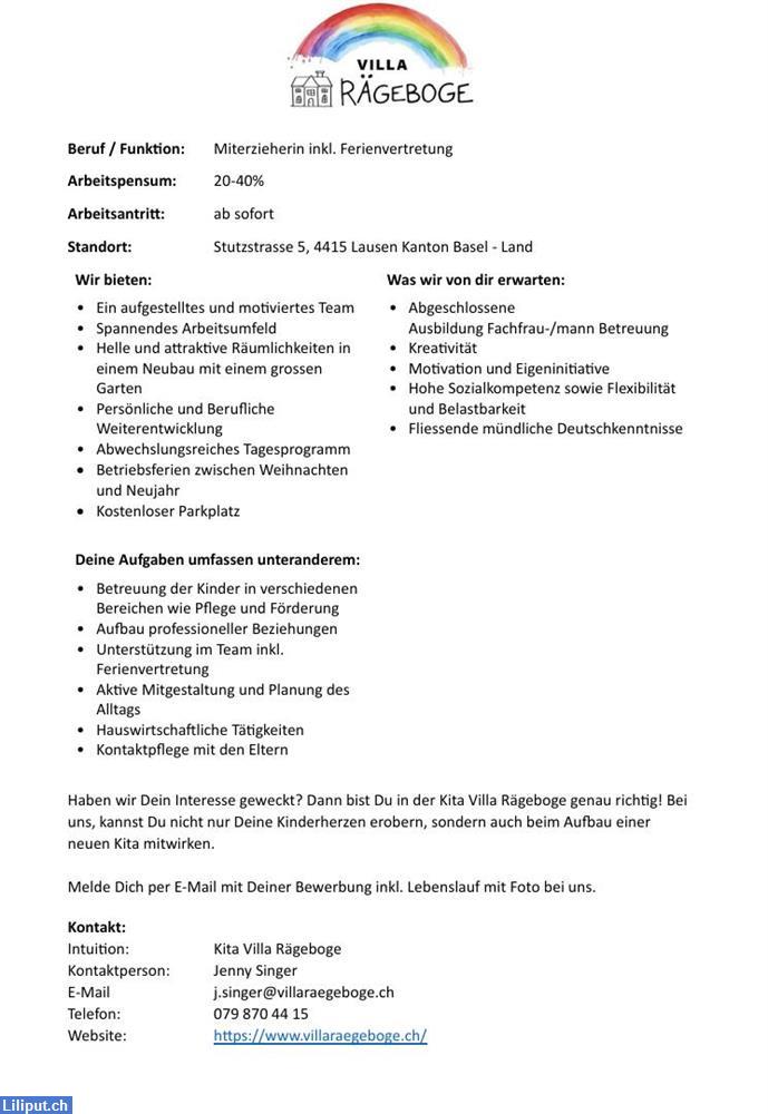 Bild 2: Suchen Miterzieherin 20-40% (inkl. Ferienvertretung)