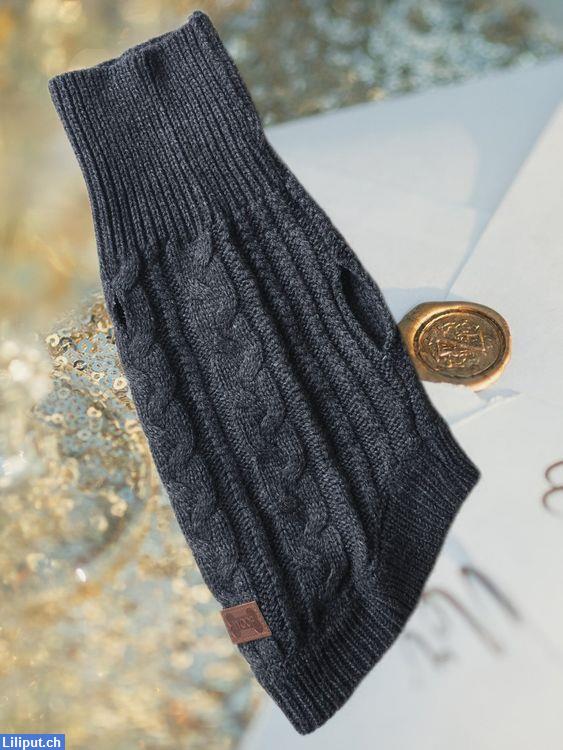 Bild 2: Winter Strickpullover für Hunde, Grösse S, Dunkelgrau