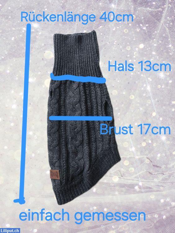 Bild 3: Winter Strickpullover für Hunde, Grösse S, Dunkelgrau