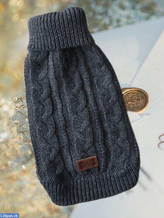 Bild 4: Winter Strickpullover für Hunde, Grösse S, Dunkelgrau