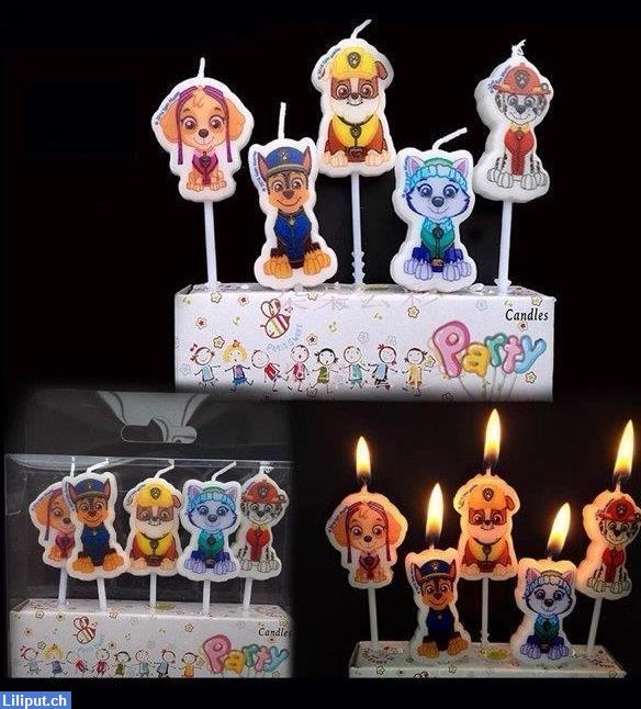 Bild 1: PAW Patrol Kerzen für Geburtstag 5er-Set für Kuchen & Torten