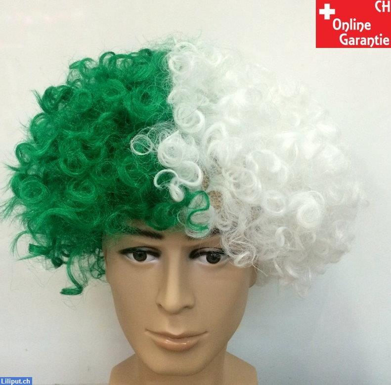 Bild 1: Grün Weiss Perücke St. Gallen Fan Afro FC Grünweiss